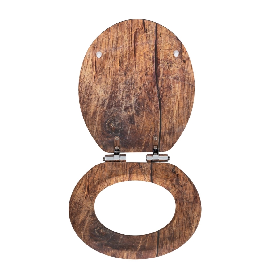 WENKO 25226100-WC wc-bril RUSTIC 35,5x42,5 cm bruin/zilver