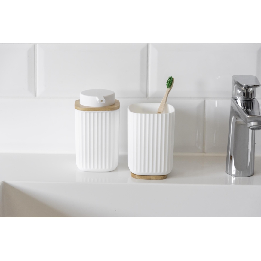 WENKO 25294100 - Zeepdispenser ROTELLO 8,9x12,7 cm wit/bruin