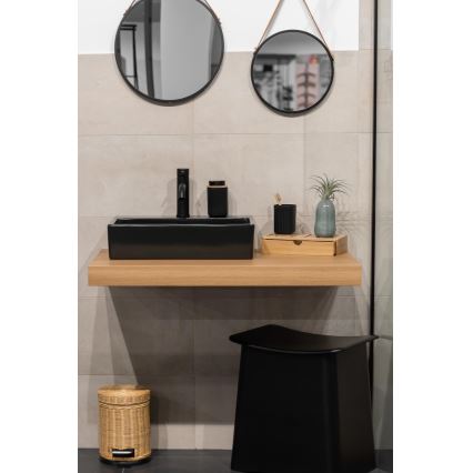 WENKO 25297100 - Gobelet porte-brosse à dents ROTELLO 8,5 x 11 cm noir/marron