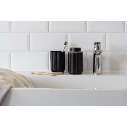 WENKO 25297100 - Gobelet porte-brosse à dents ROTELLO 8,5 x 11 cm noir/marron