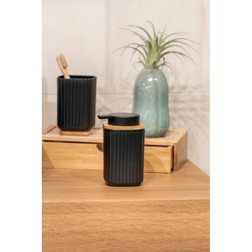 WENKO 25298100 - Zeepdispenser ROTELLO 8,9x12,7 cm zwart/bruin