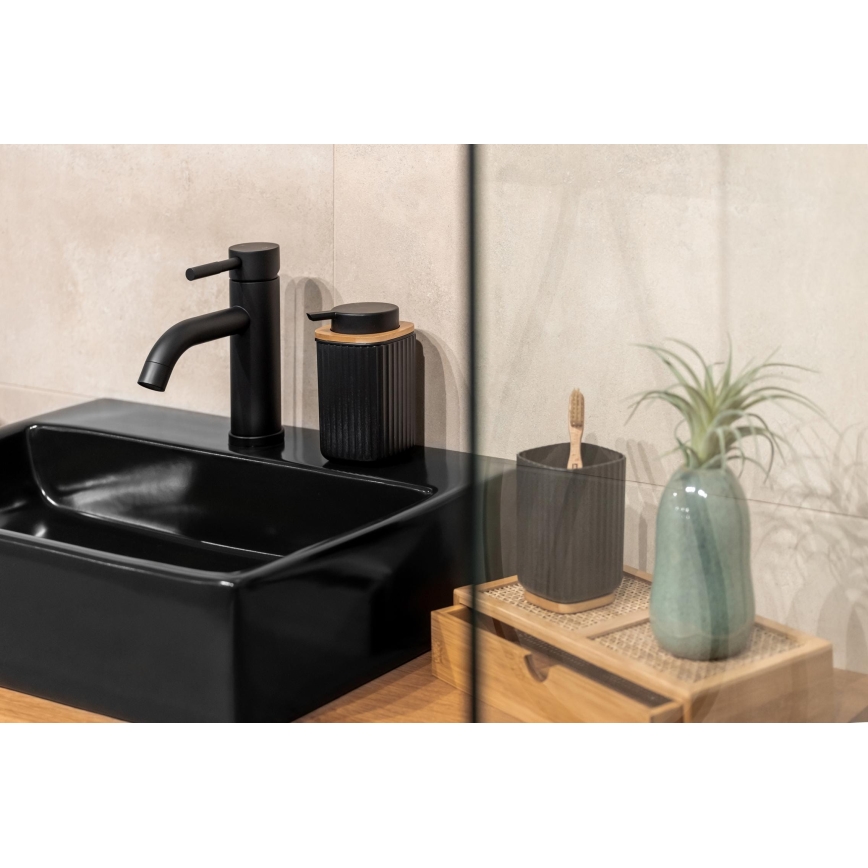 WENKO 25298100 - Zeepdispenser ROTELLO 8,9x12,7 cm zwart/bruin