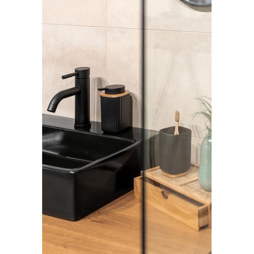 WENKO 25298100 - Zeepdispenser ROTELLO 8,9x12,7 cm zwart/bruin