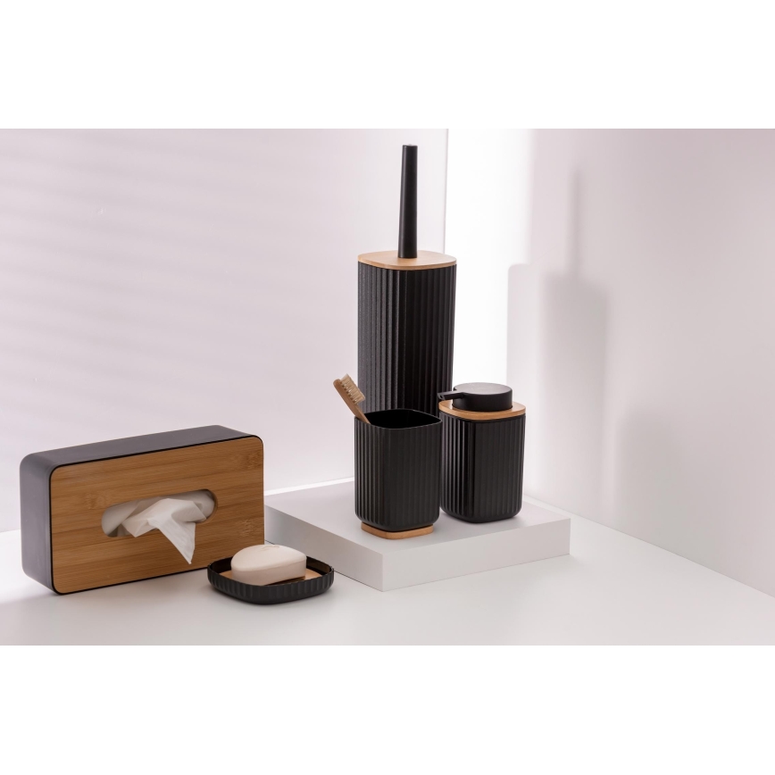 WENKO 25304100 - WC-set ROTELLO 10x36 cm zwart/bruin