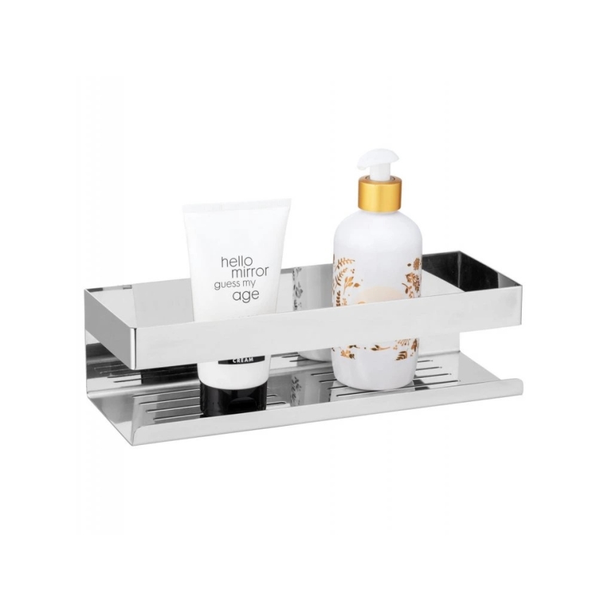 WENKO 25413100-Étagère TURBO-LOC GENOVA SHINE 30x10,5 cm argentée