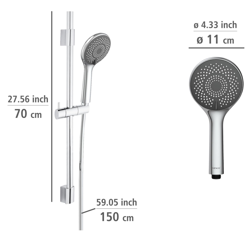 WENKO 25452100 - Ensemble de douche Système d'économie d'eau 70 cm, argenté