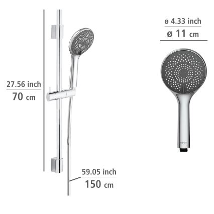 WENKO 25452100 - Kit de douche Système d'économie d'eau 70 cm argenté