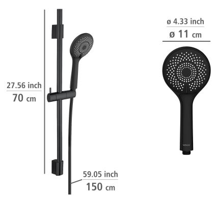 WENKO 25453100 - Set de douche WATERSAVING SYSTEM 70 cm, noir