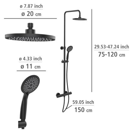 WENKO 25484100 - Système de douche WATERSAVING SYSTEM 12x120 cm noir
