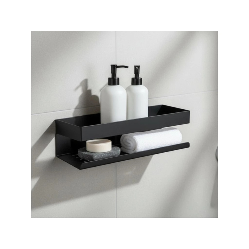 WENKO 25557100-Wandplank GENOVA 30x10,5 cm zwart