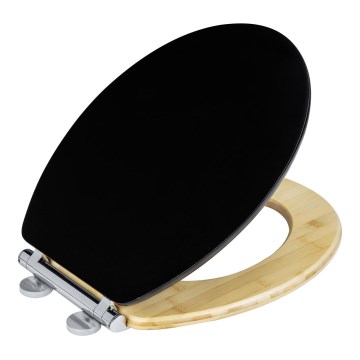 WENKO 25772100 - Abattant de WC BAMBUZA 37x44 cm noir/marron/chrome brillant