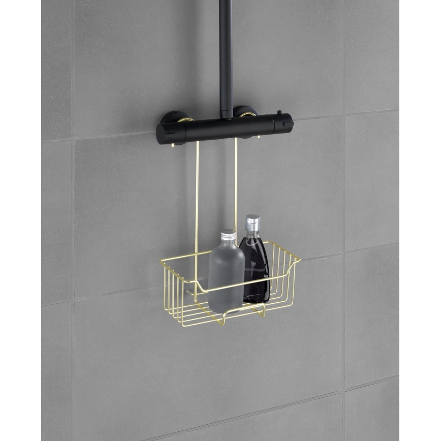 WENKO 25937100 - Douchekorf MILO 25x36 cm RVS/goud/transparant