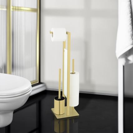 WENKO 26034100 - WC-set RIVALTA 18x70 cm roestvrij staal/goud/wit/zwart