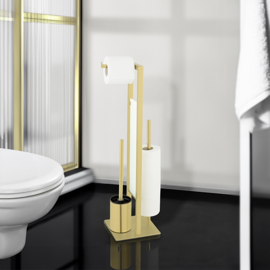 WENKO 26034100 - WC-set RIVALTA 18x70 cm roestvrij staal/goud/wit/zwart