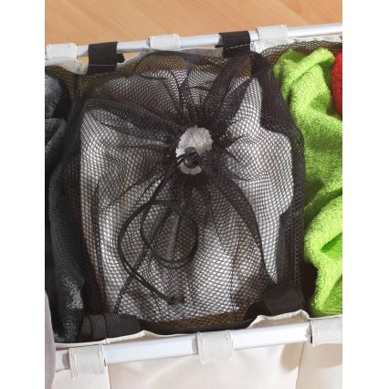 WENKO 3440113100 - Panier à linge TRIO 63x57 cm beige/noir/argenté