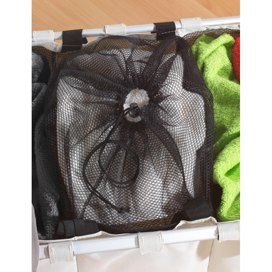 WENKO 3440113100 - Panier à linge TRIO 63x57 cm beige/noir/argenté