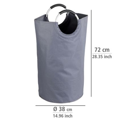 WENKO 3440803100 - Panier à linge JUMBO 38x72 cm anthracite/argent/noir