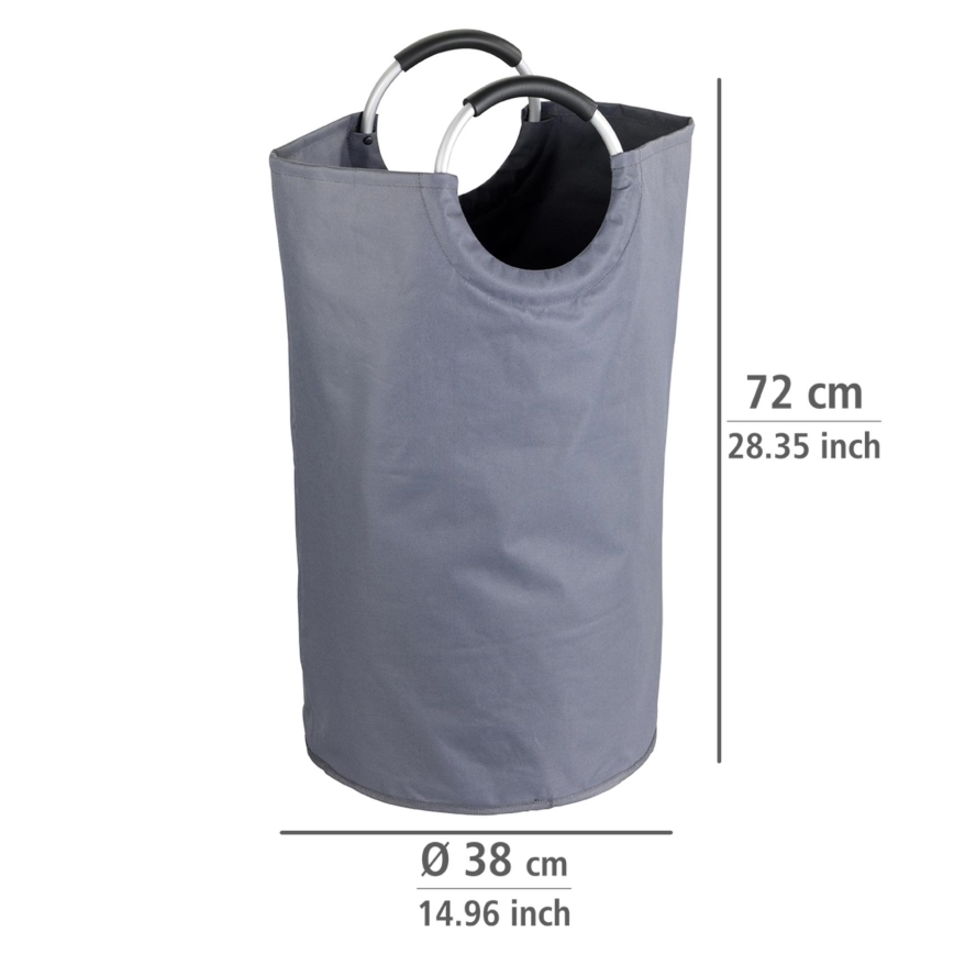WENKO 3440803100 - Panier à linge JUMBO 38x72 cm anthracite/argent/noir