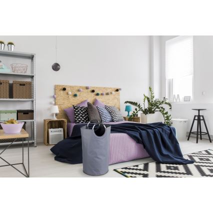 WENKO 3440803100 - Panier à linge JUMBO 38x72 cm anthracite/argent/noir