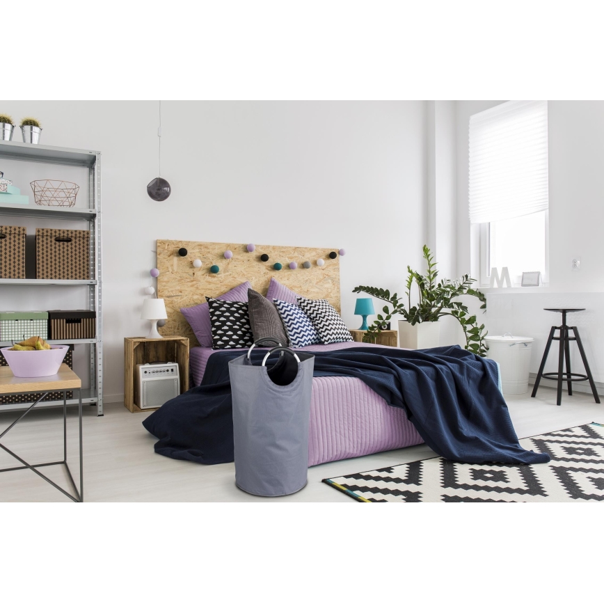 WENKO 3440803100 - Panier à linge JUMBO 38x72 cm anthracite/argent/noir