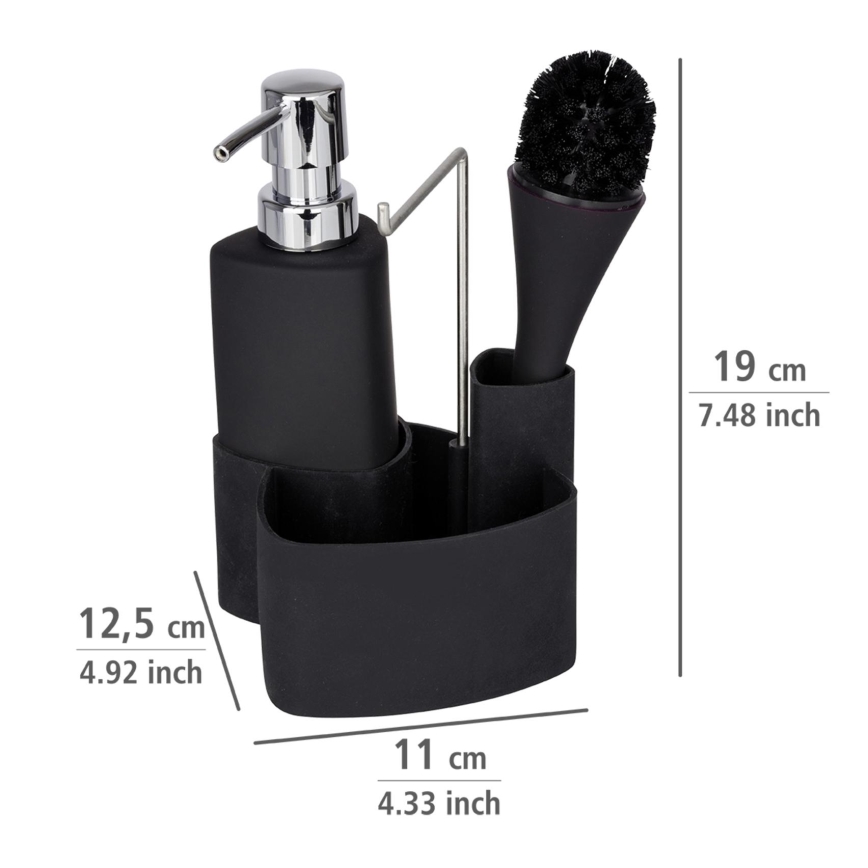 WENKO 3620127800 - Reinigingsset EMPIRE 11x19 cm zwart/zilver