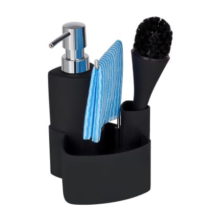 WENKO 3620127800 - Reinigingsset EMPIRE 11x19 cm zwart/zilver