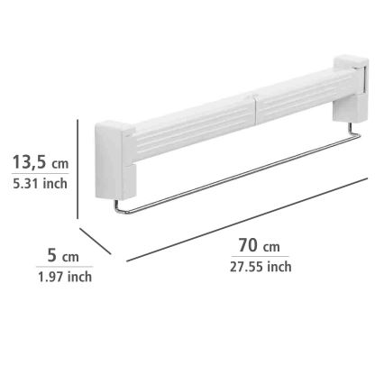 WENKO 3770013100 - Droogrek BUTTERFLY 70x13,5 cm zilver/wit