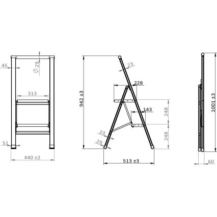 WENKO 50482100 - Escabeau ALU-DESIGN 44 x 101 cm noir