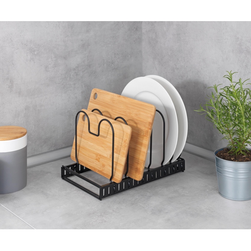 WENKO 53149100 - Support pour couvercles et poêles 18 x 18 cm, noir