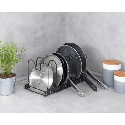 WENKO 53149100 - Support pour couvercles et poêles 18 x 18 cm, noir