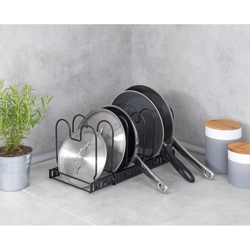 WENKO 53149100 - Support pour couvercles et poêles 18 x 18 cm, noir