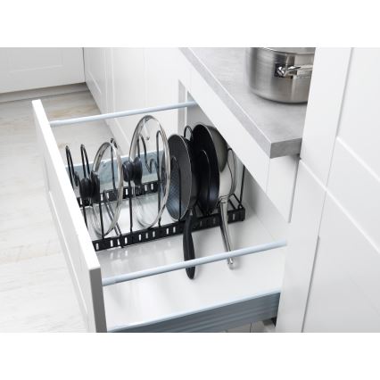 WENKO 53149100 - Support pour couvercles et poêles 18 x 18 cm, noir