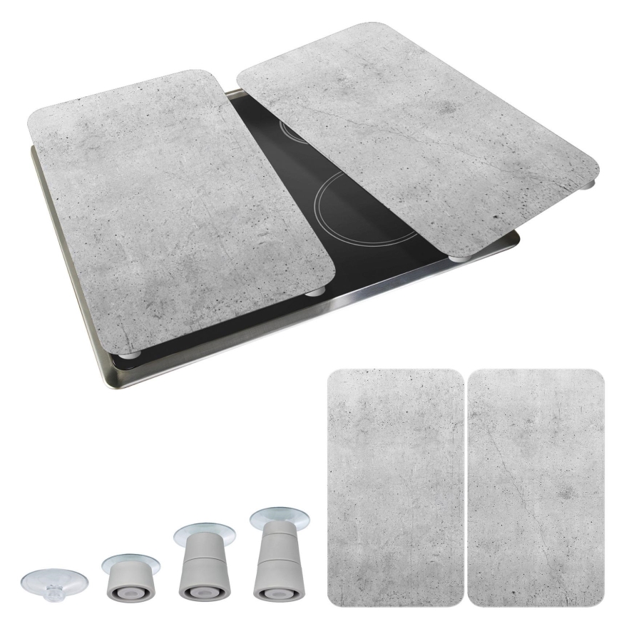 WENKO 53906100 - Couvercle pour plaque de cuisson 30 x 52 cm gris/transparent