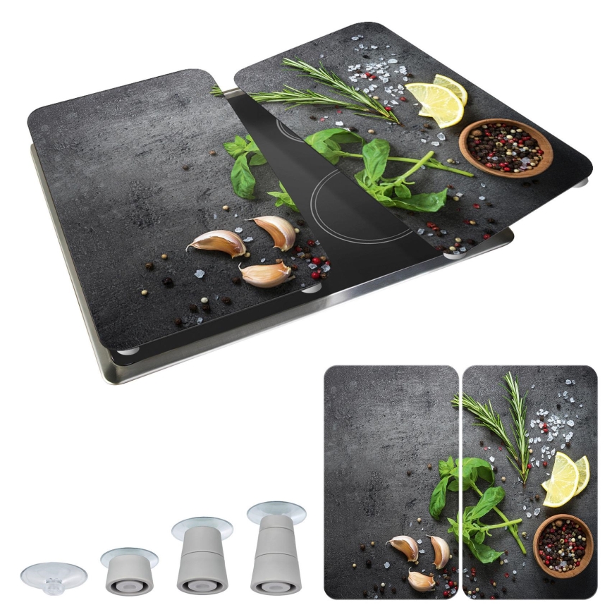 WENKO 53907100 - Afdekplaat voor kookplaat 30x52 cm veelkleurig/grijs/transparant