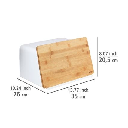 WENKO 54099100 - Broodtrommel KUBO 35x26,5 cm wit/bruin