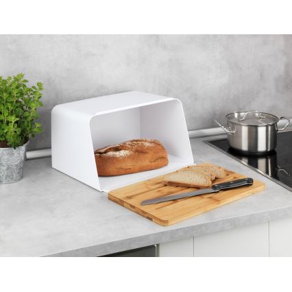 WENKO 54099100 - Broodtrommel KUBO 35x26,5 cm wit/bruin