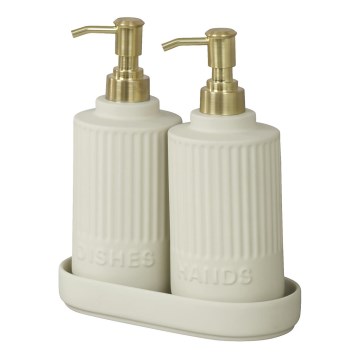 WENKO 54651100 - Zeepdispenser HEIDI 19x21 cm crème/goud/wit