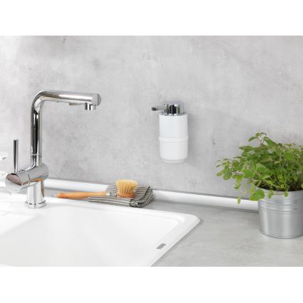 WENKO 54655100 - Zeepdispenser WOYA 250 ml wit/hoogglans chroom