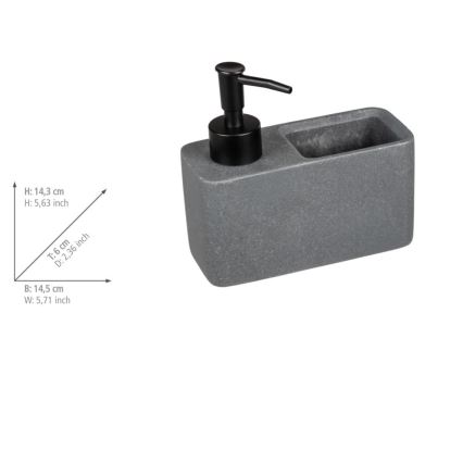 WENKO 54669100 - Distributeur de savon RESA 14,5x14,3 cm gris/noir