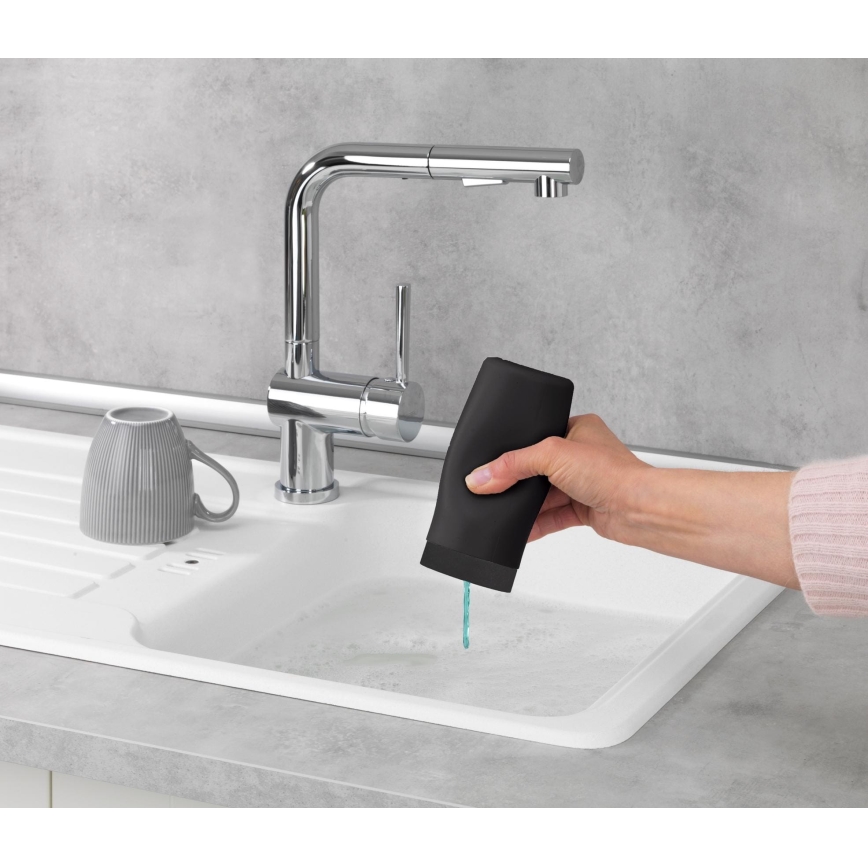 WENKO 54675100 - Distributeur de savon EASY SQUEEZ-E 6x14 cm noir