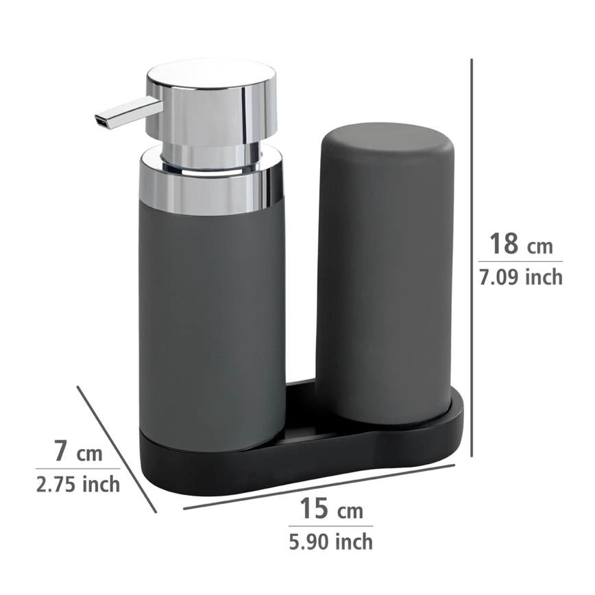 WENKO 54735100 - Schoonmaakstation EASY SQUEEZ-E 15x18 cm grijs/grijs