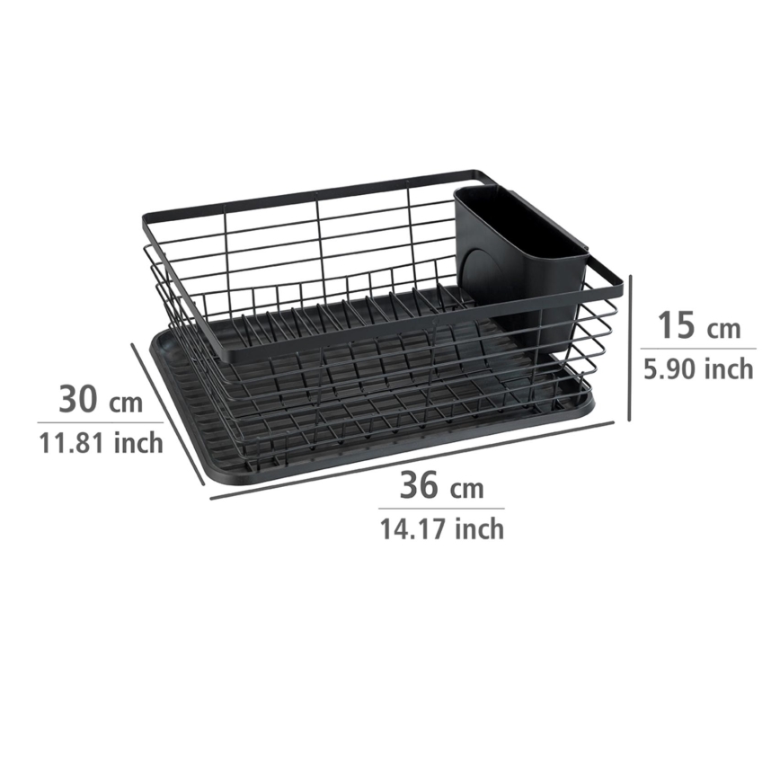 WENKO 54766100 - Égouttoir à vaisselle BLACK OUTDOOR KITCHEN 36 x 30 cm noir/noir