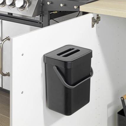 WENKO 55027100 - Poubelle BLACK OUTDOOR KITCHEN 19x24 cm noir/gris/transparent