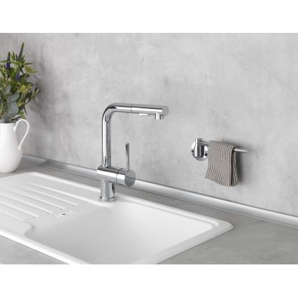 WENKO 5639100 - Support pour essuie-tout TURBO-LOC KÜCHE 23x6,5 cm inox/argenté