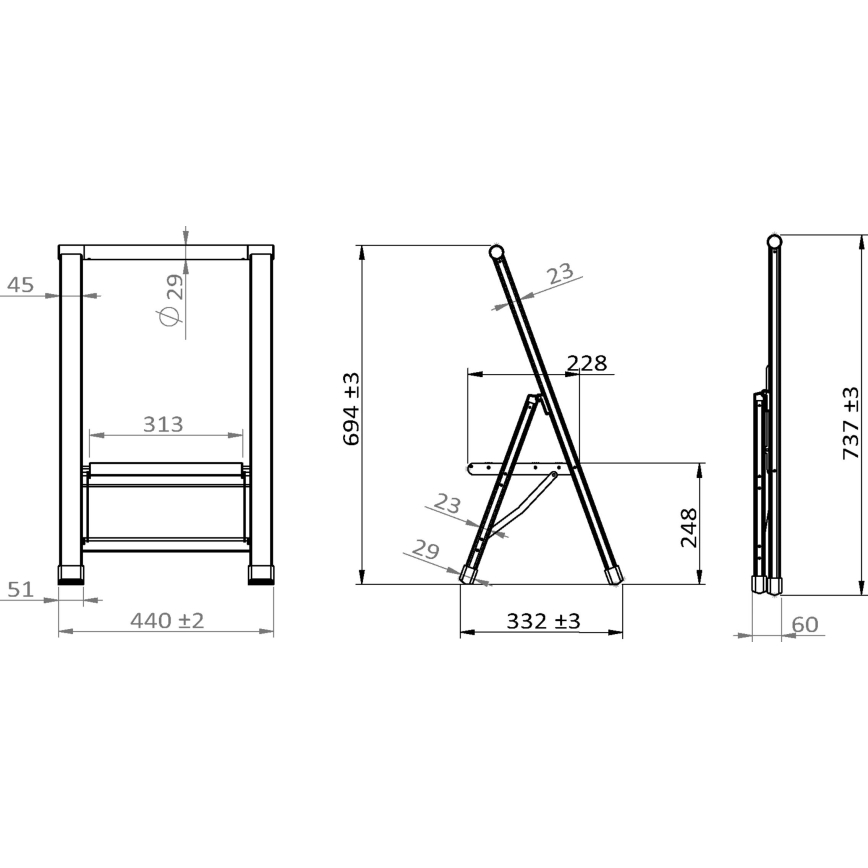 WENKO 601011100 - ALU-DESIGN opstapje 44x101 cm zilver/zwart