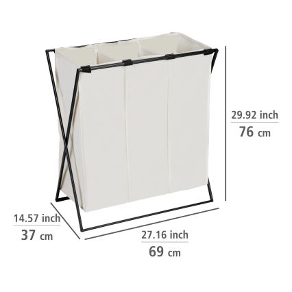 WENKO 71298800 - Panier à linge TRIO 69x76 cm crème/noir