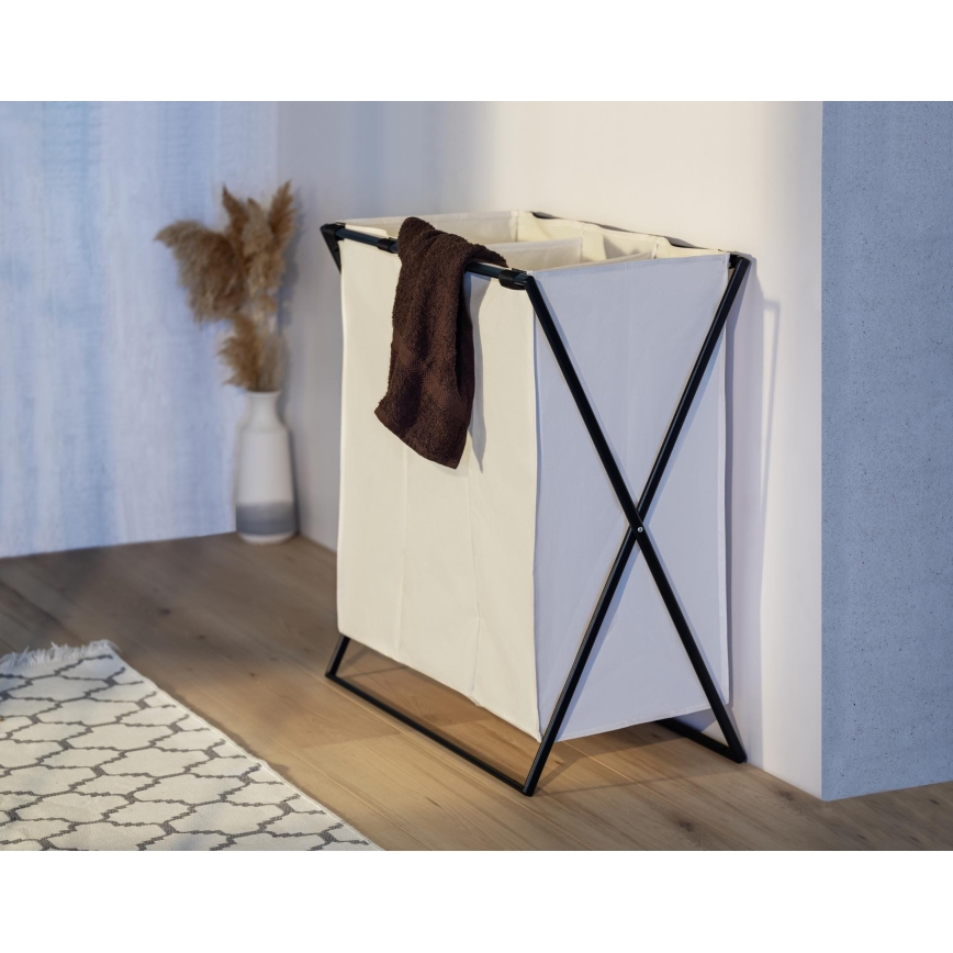 WENKO 71298800 - Panier à linge TRIO 69x76 cm crème/noir