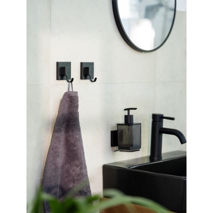 WENKO 71444800 - Distributeur de savon VACUUM-LOC QUADRO ED 7,5 x 16 cm noir