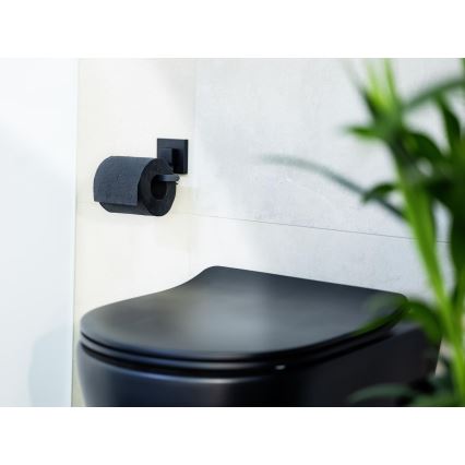 WENKO 71447800 - Porte-rouleau de papier toilette VACUUM-LOC QUADRO ED 14x11 cm noir