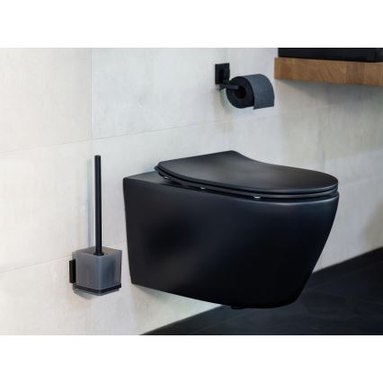 WENKO 71450800 - WC-set VACUUM-LOC QUADRO ED 9,5x37 cm zwart